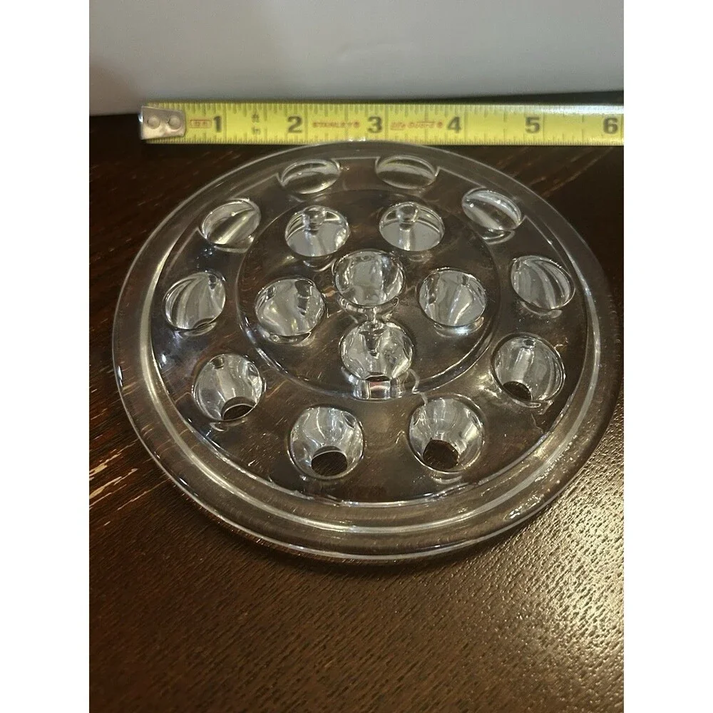 Vintage 1986 FTDA Clear Ribbed Glass Bowl Vase w 5